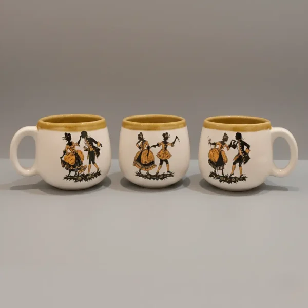 ماگ و سینی سرامیکی طرح سیلوئت کلاسیک