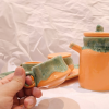 ست قهوه خوری سرامیکی گلبهی نارنجی