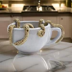 فنجان دست‌ساز سرامیکی طرح اختاپوس