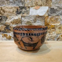 کاسه سفالی دفرمه طرح باستانی