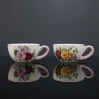 فنجان لته سرامیکی گل دار