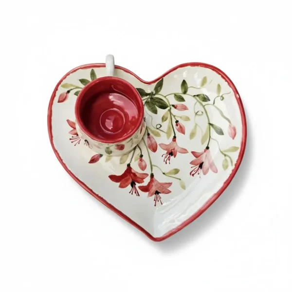 فنجان و بشقاب سرامیکی گل انار