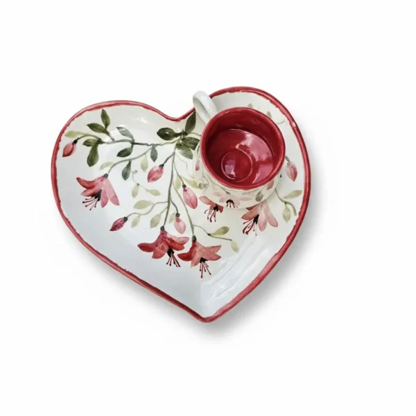 ست فنجان و بشقاب سرامیکی گل انار