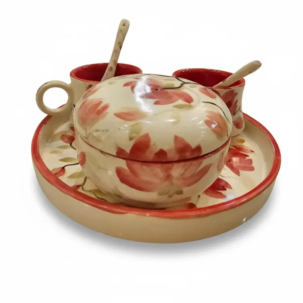 سینی فنجان قندان قاشق سرامیکی