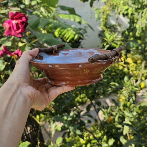 ظرف سفالی لعابی