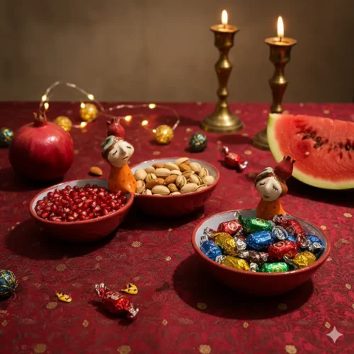 کاسه پیاله سفالی دختر یلدایی