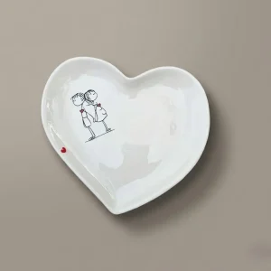 بشقاب برنج خوری سرامیکی قلبی با طرح love