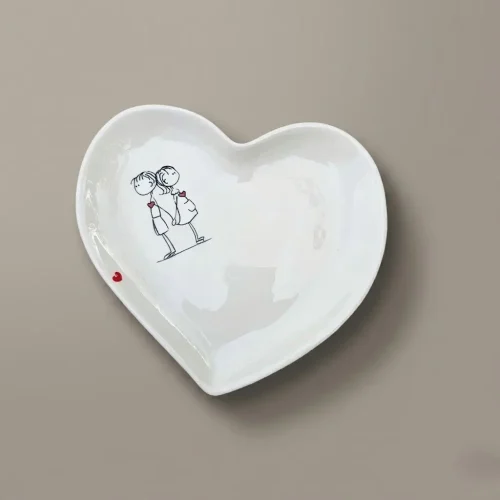 بشقاب برنج خوری سرامیکی قلبی با طرح love