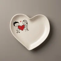 بشقاب برنج خوری سرامیکی قلبی با طرح love