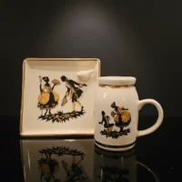 ست ماگ و بشقاب سرامیکی طرح کلاسیک